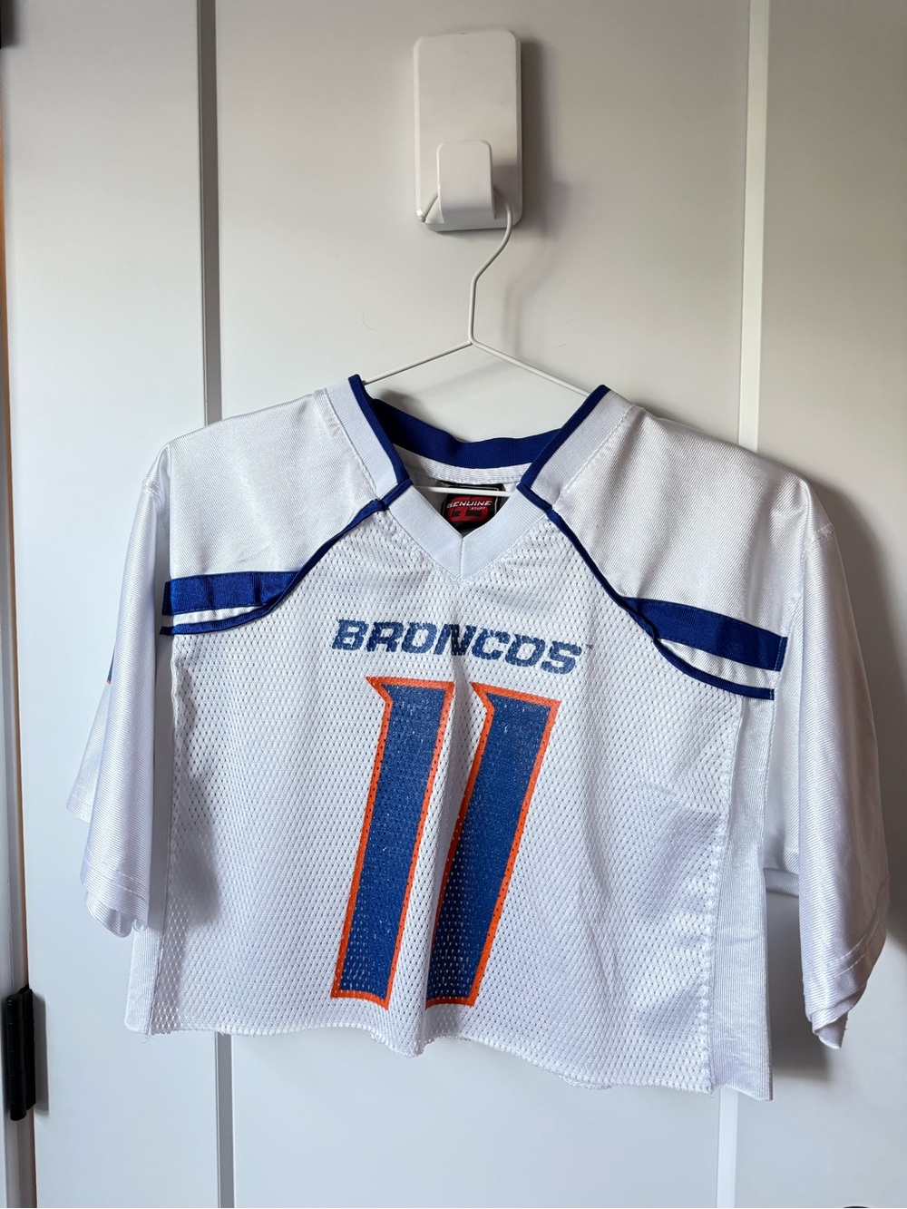 Boise State Broncos Cropped Football Jersey - White/Blue